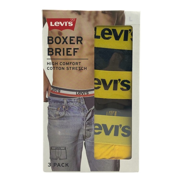 Levi's Men's High Comfort Cotton Stretch Boxer Briefs 3-Pack - Picture 1 of 2